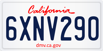 CA license plate 6XNV290