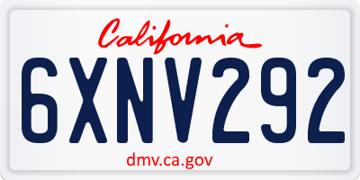CA license plate 6XNV292