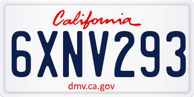 CA license plate 6XNV293