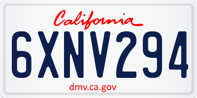 CA license plate 6XNV294