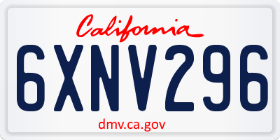CA license plate 6XNV296