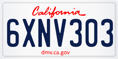 CA license plate 6XNV303