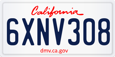 CA license plate 6XNV308