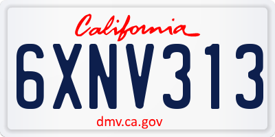 CA license plate 6XNV313