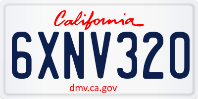 CA license plate 6XNV320