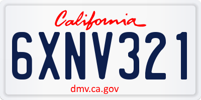 CA license plate 6XNV321