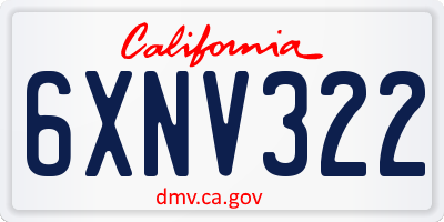 CA license plate 6XNV322