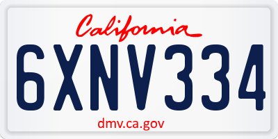 CA license plate 6XNV334