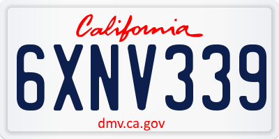CA license plate 6XNV339