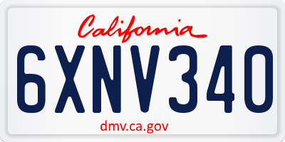 CA license plate 6XNV340