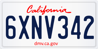 CA license plate 6XNV342
