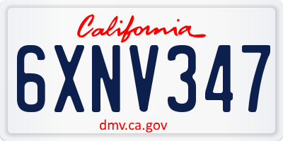 CA license plate 6XNV347