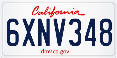 CA license plate 6XNV348