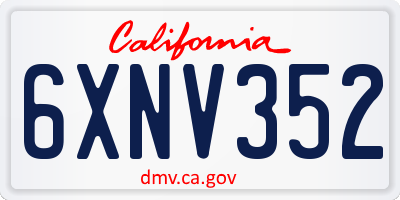 CA license plate 6XNV352