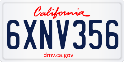 CA license plate 6XNV356
