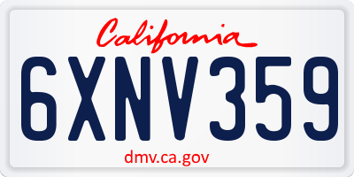 CA license plate 6XNV359