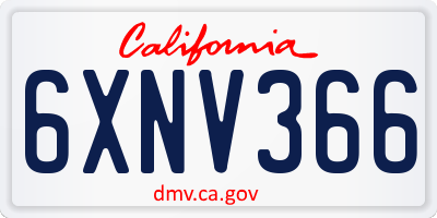 CA license plate 6XNV366