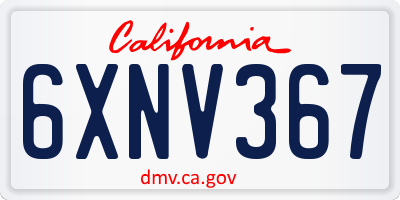 CA license plate 6XNV367