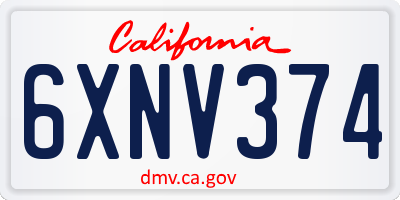 CA license plate 6XNV374