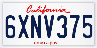 CA license plate 6XNV375
