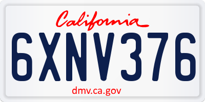 CA license plate 6XNV376
