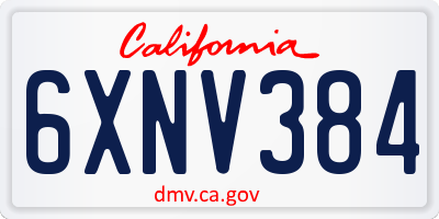 CA license plate 6XNV384