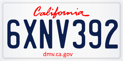 CA license plate 6XNV392