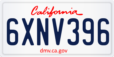 CA license plate 6XNV396