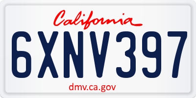 CA license plate 6XNV397