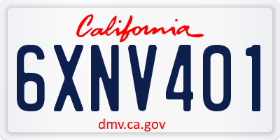 CA license plate 6XNV401