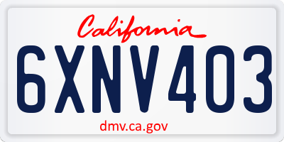 CA license plate 6XNV403
