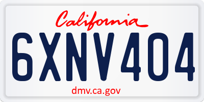 CA license plate 6XNV404