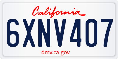 CA license plate 6XNV407