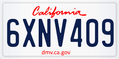 CA license plate 6XNV409