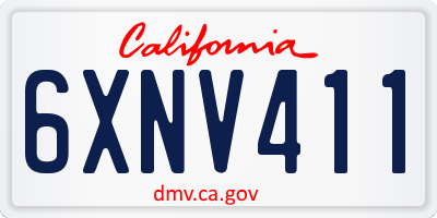 CA license plate 6XNV411