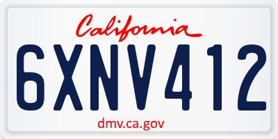 CA license plate 6XNV412