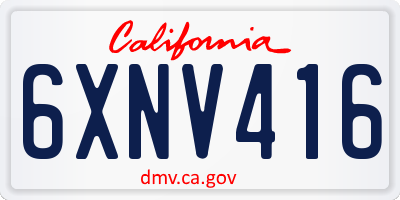 CA license plate 6XNV416