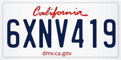 CA license plate 6XNV419