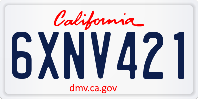 CA license plate 6XNV421