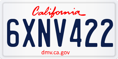 CA license plate 6XNV422