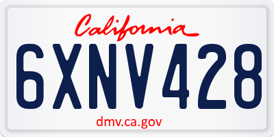 CA license plate 6XNV428