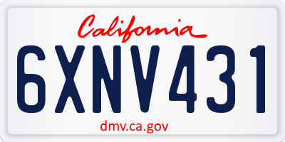 CA license plate 6XNV431
