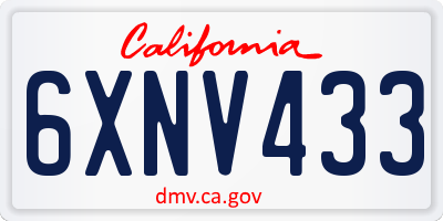 CA license plate 6XNV433