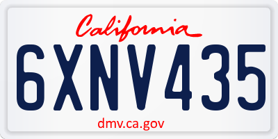 CA license plate 6XNV435