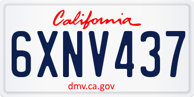 CA license plate 6XNV437