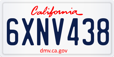 CA license plate 6XNV438