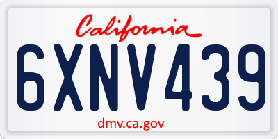 CA license plate 6XNV439