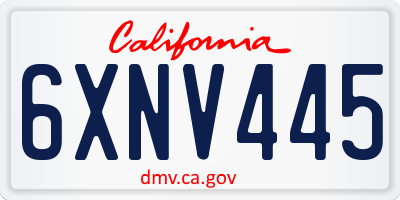 CA license plate 6XNV445