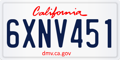 CA license plate 6XNV451