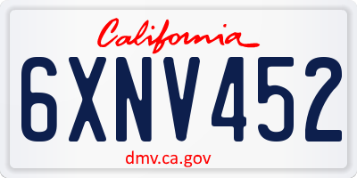 CA license plate 6XNV452
